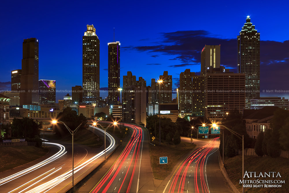 Downtown Atlanta skyline at night