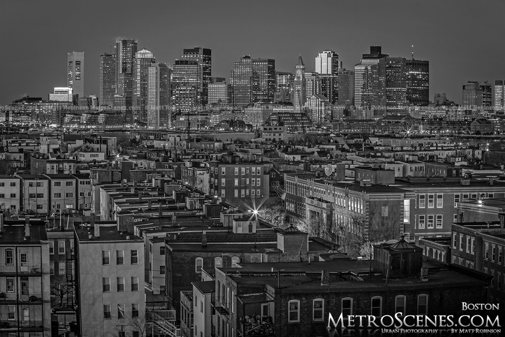 Boston Skyline Black and White