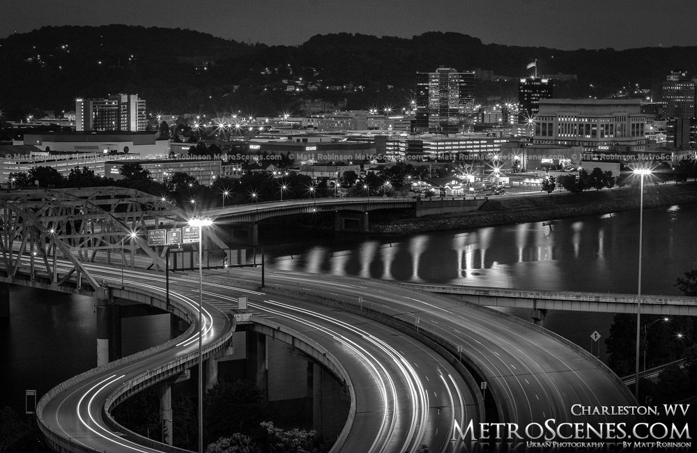 Charleston WV Skyline Black and White