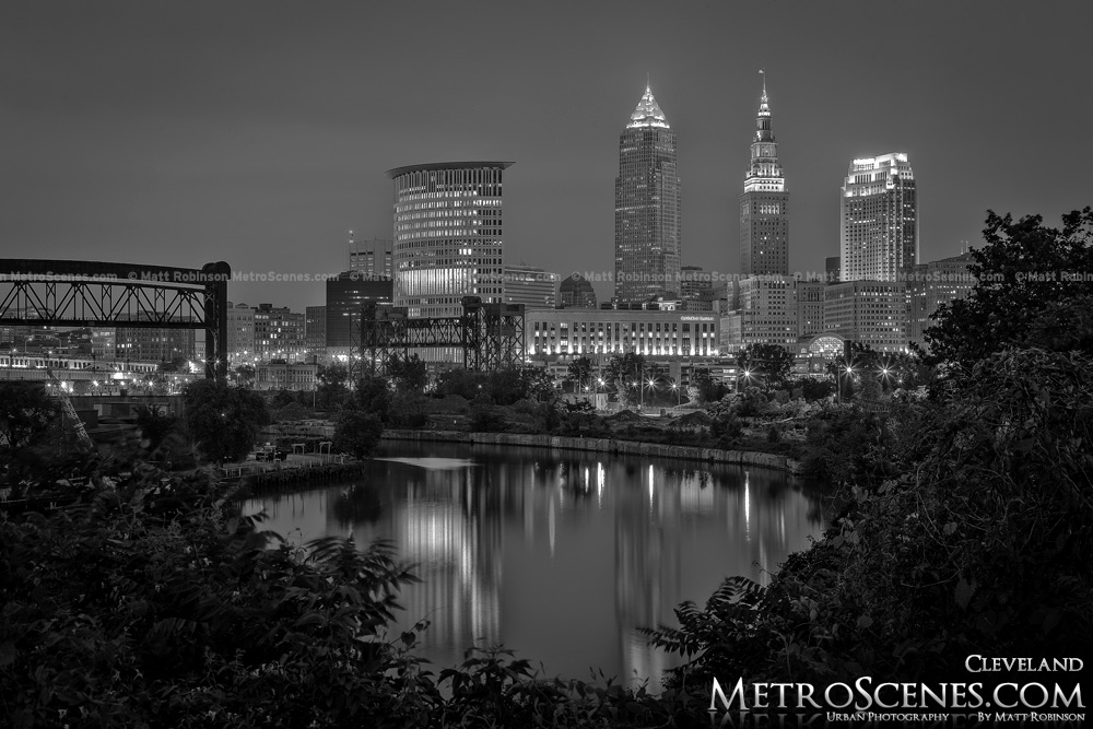 Cleveland Skyline Black and White