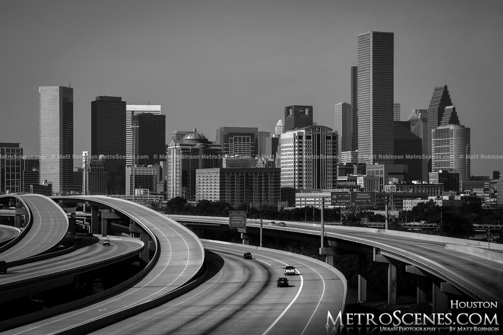 Houston Texas Skyline Black and White