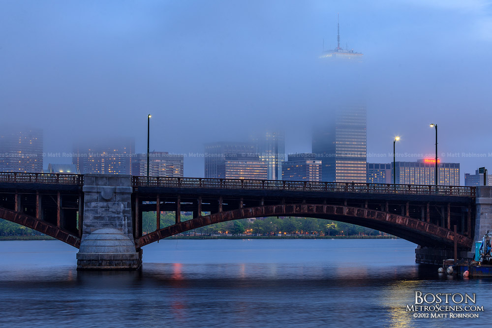 Foggy Back Bay Skyline with Longfellow Bridge