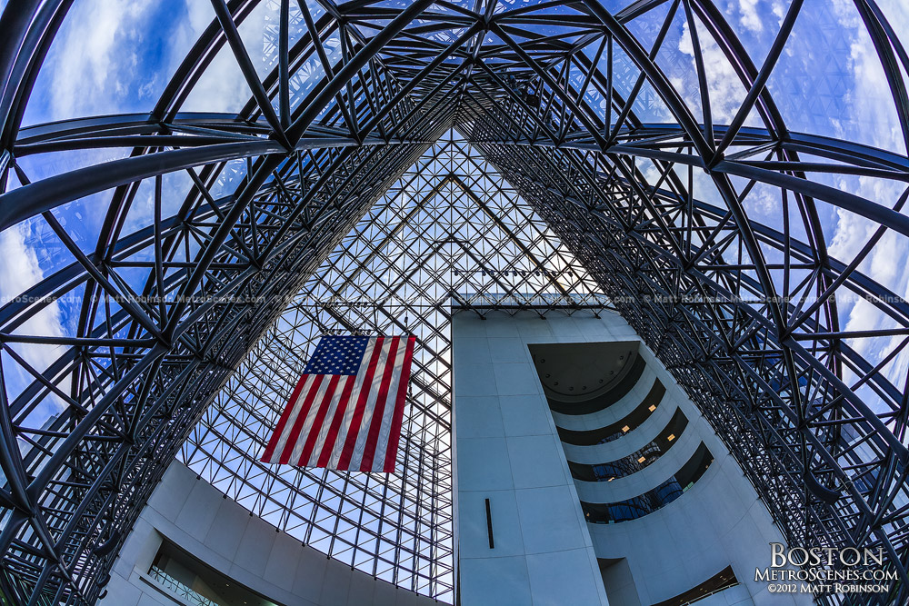Fisheye of JFK Presidential Library Glass Pavilion
