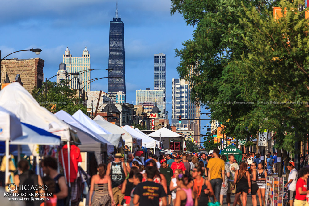 West Fest crowds with Chicago skyline