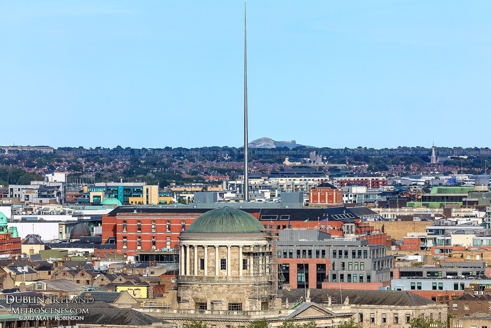 The Spire rises above Dublin from the Gravity Bar