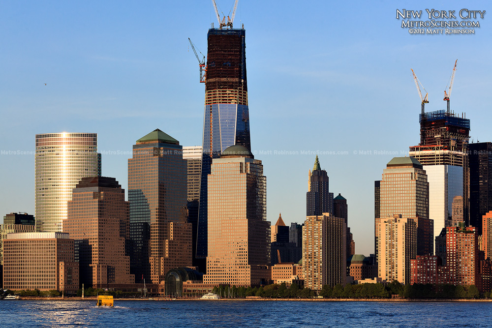 One World Trade Center Progress in 2012 nears topping out from Liberty State Park