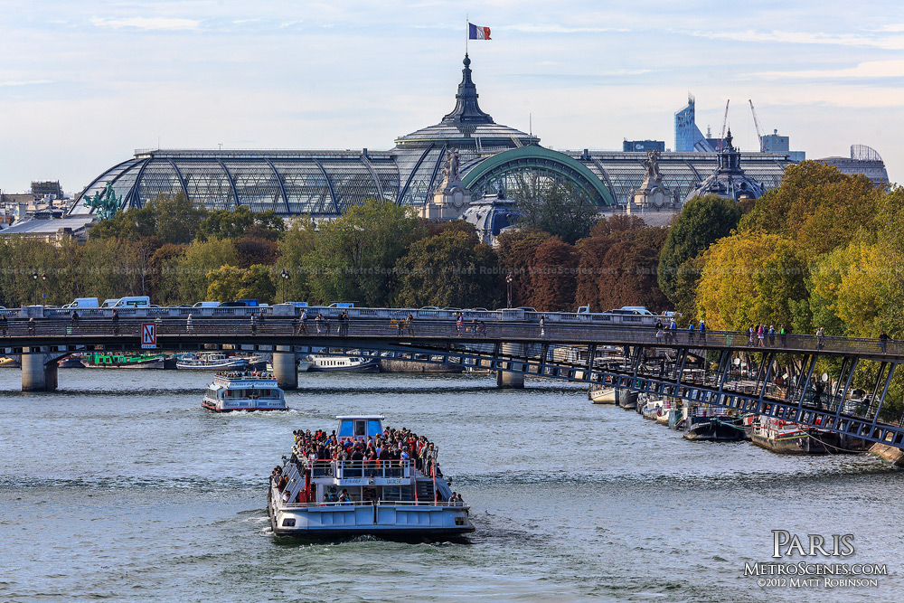 Boats along the Seine with the Grand Palais