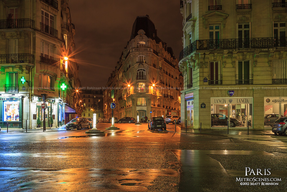 Rainy Paris night on Avenue Rapp