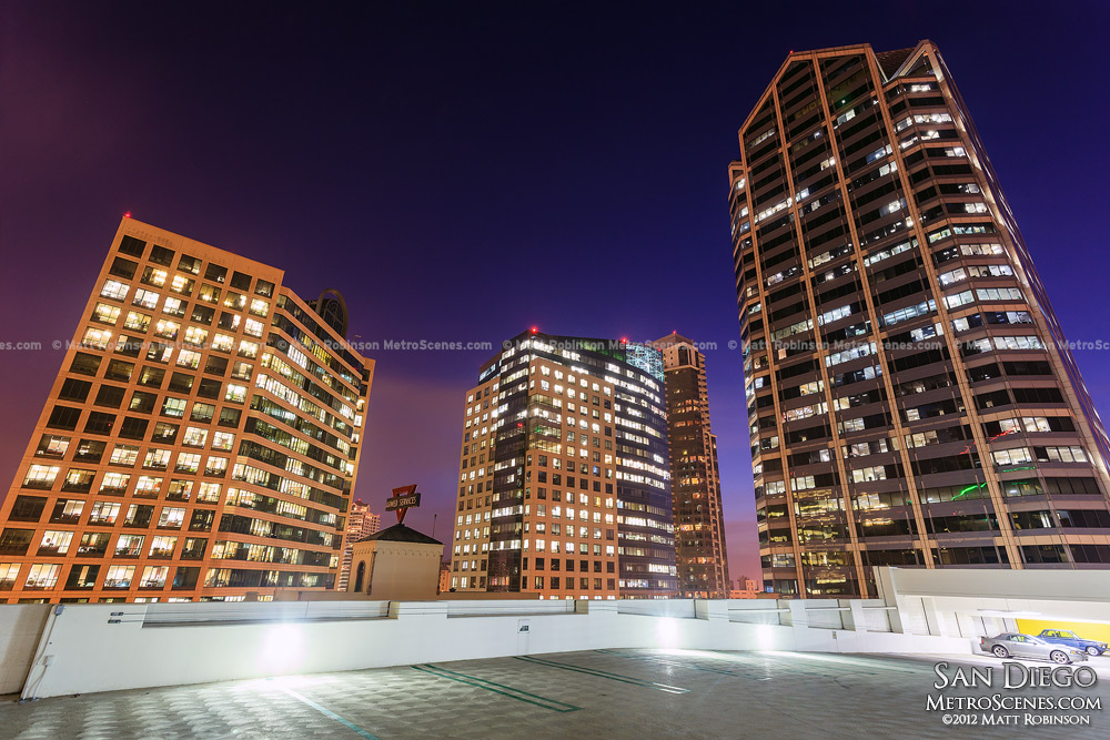 One America Plaza in San Diego at night