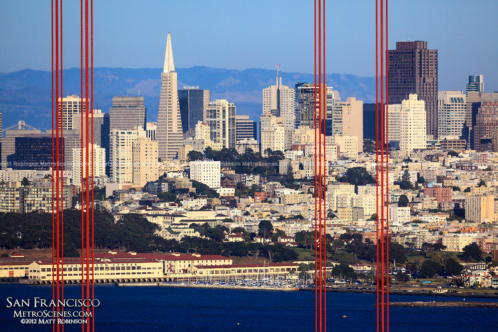 San Francisco Skyline through the Golden Gate Bridge