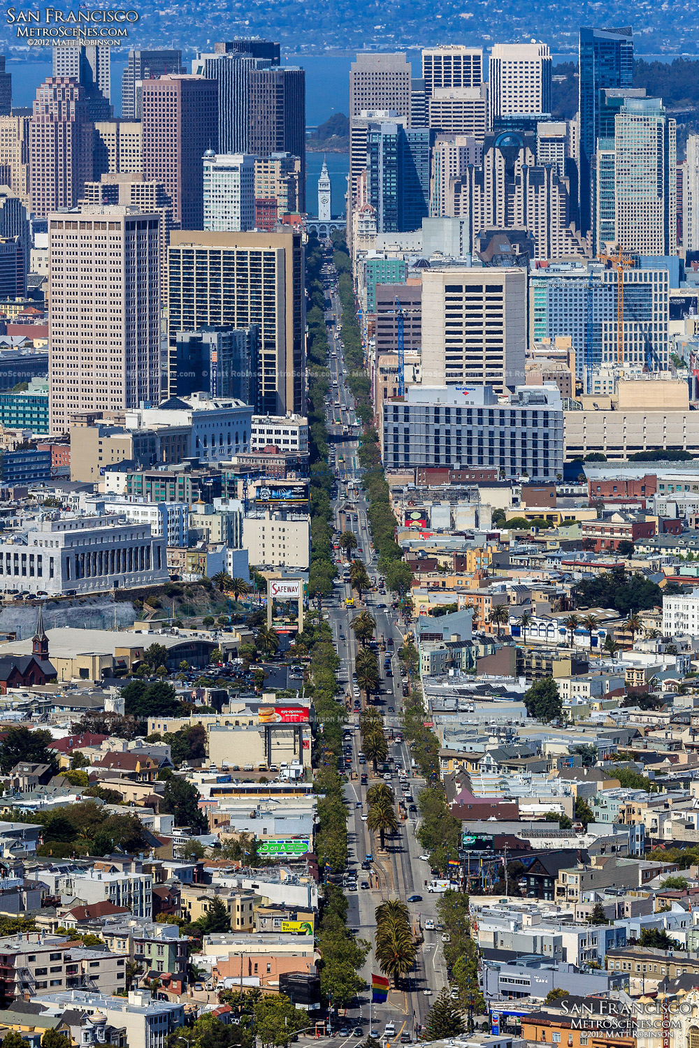 Looking down Market Street from Twin Peaks, San Francisco