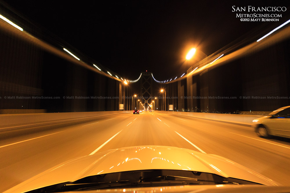 Driving over the Bay Bridge at night