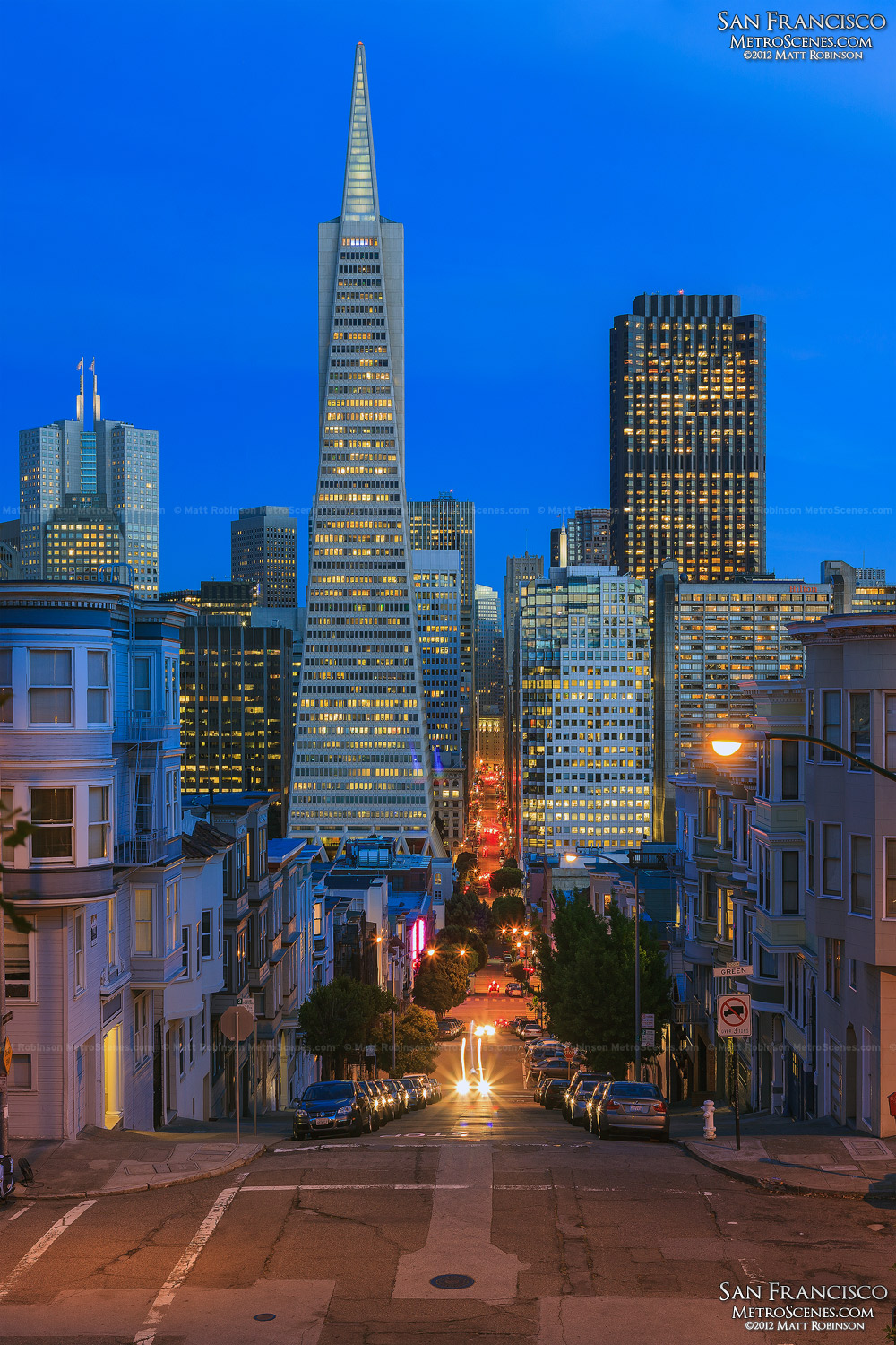 Telegraph Hill view of downtown San Francisco at night