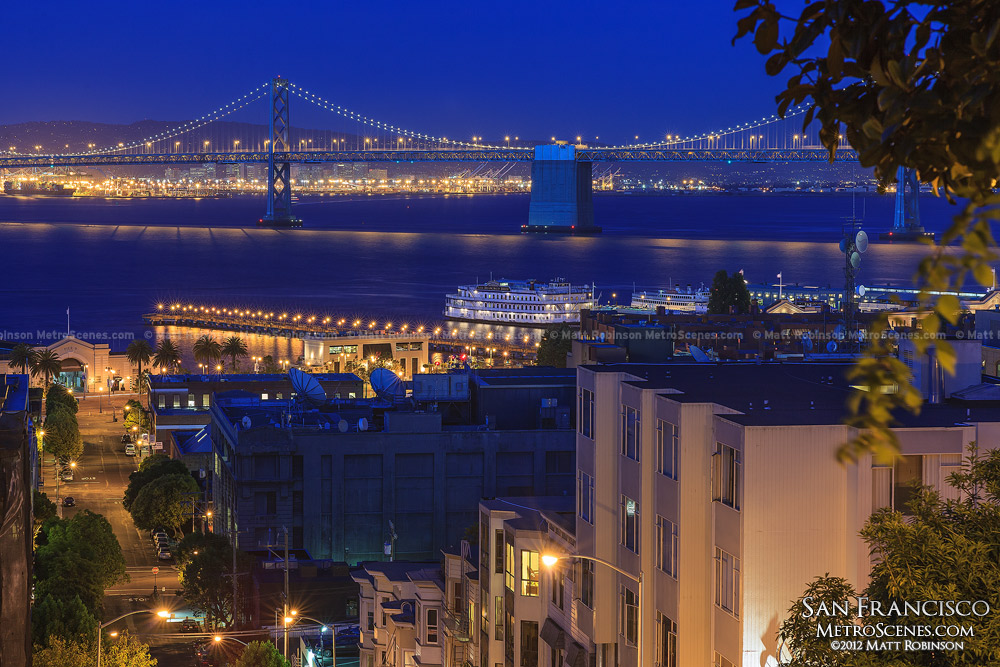 Bay Bridge at night from Telegraph Hill