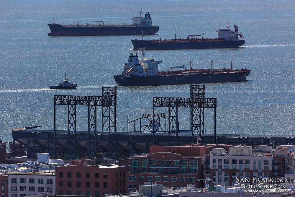 Oil Tankers float in the San Francisco Bay