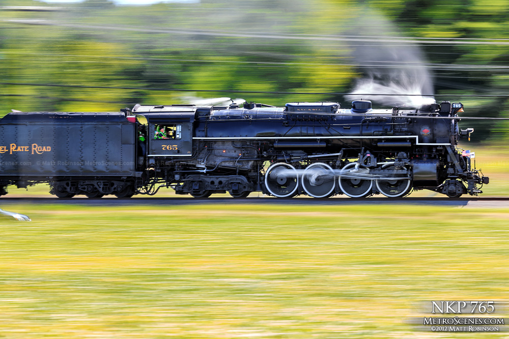 Panning motion of NKP 765 in St. Peters, MO