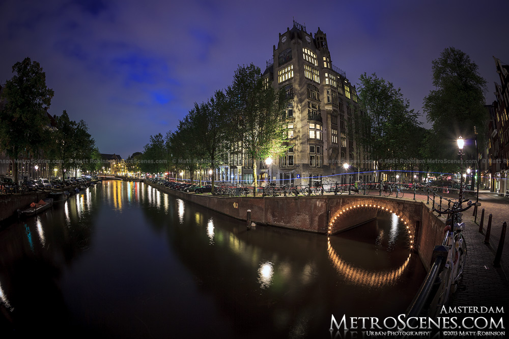 Canals in Amsterdam at night