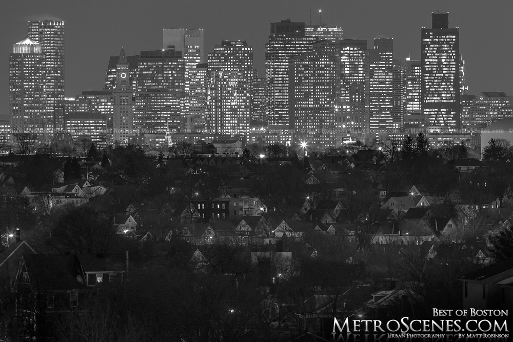 Boston Skyline Black and white