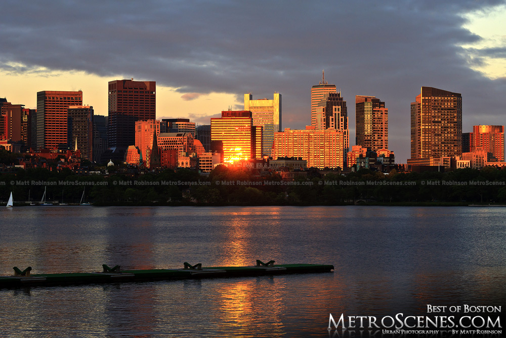 Sunset reflections on the downtown Boston