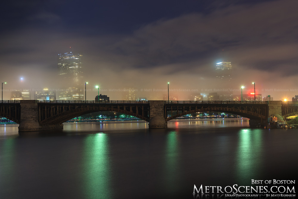 Boston skyline with fog