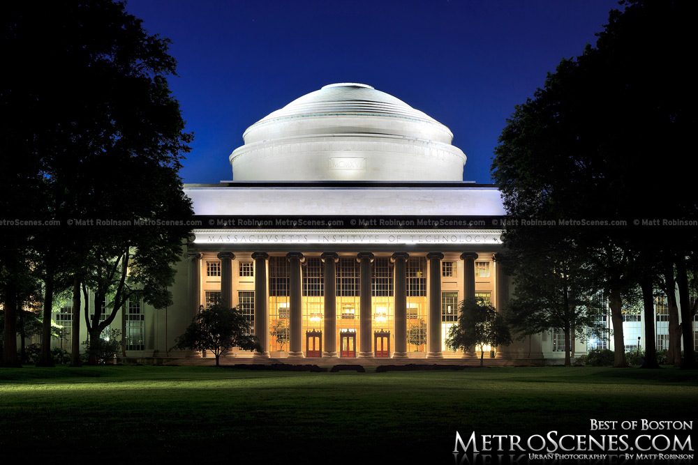 MIT's Great Dome at night