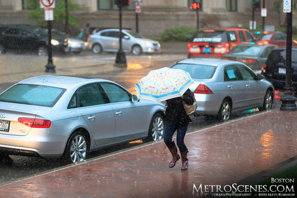 Rain pours in Boston