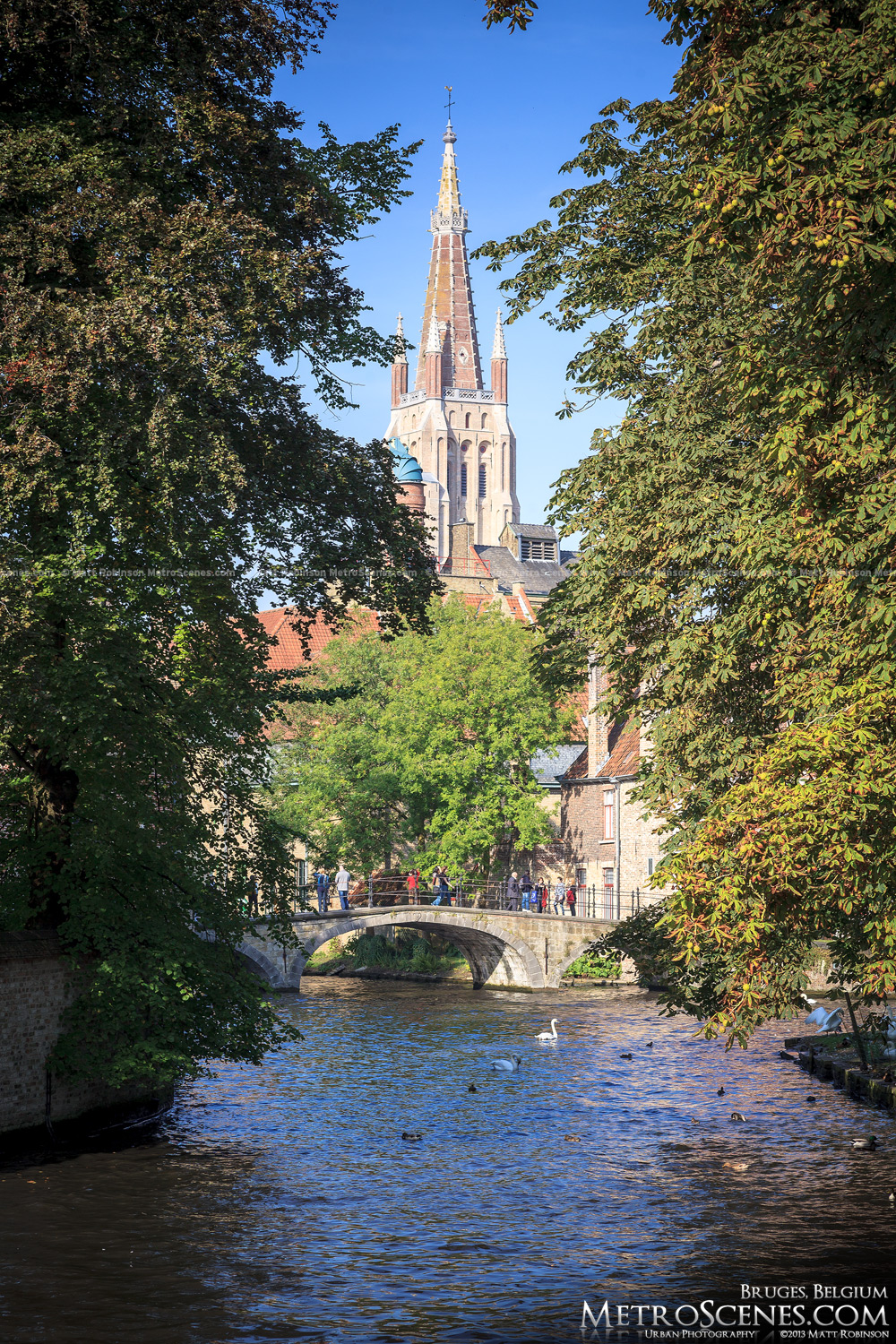 View of Church of Our Lady and canal from Begijnhof 