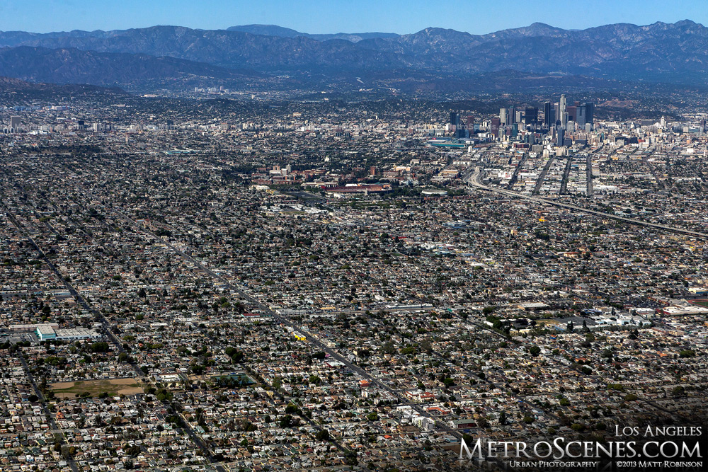 Los Angeles Aerial with San Gabriel Mountains