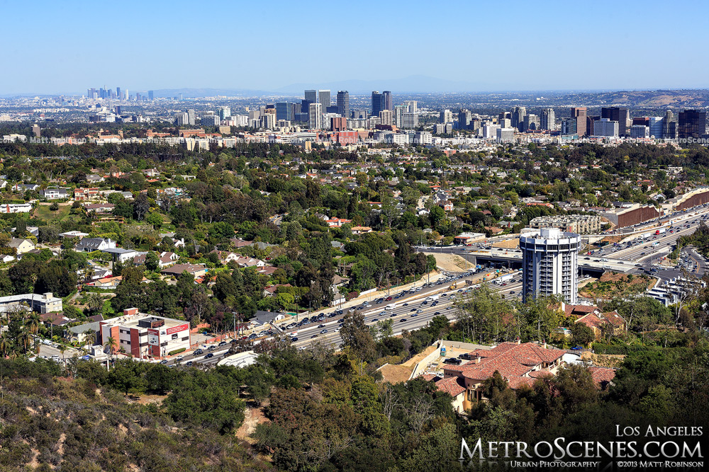 Distant Los Angeles with Century City, Interstate 405 and Hotel Angeleno from the J. Paul Getty Museum