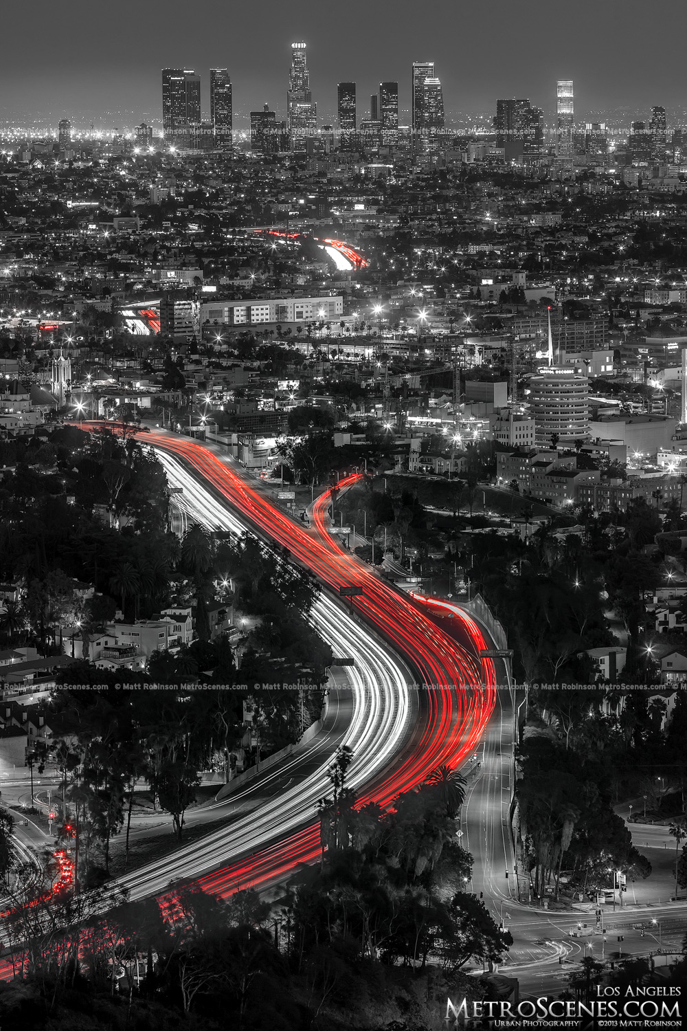 Black and White and Red Traffic Los Angeles