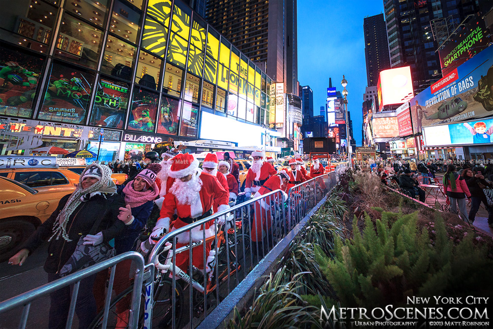 Bike Riding Santas in Time Square