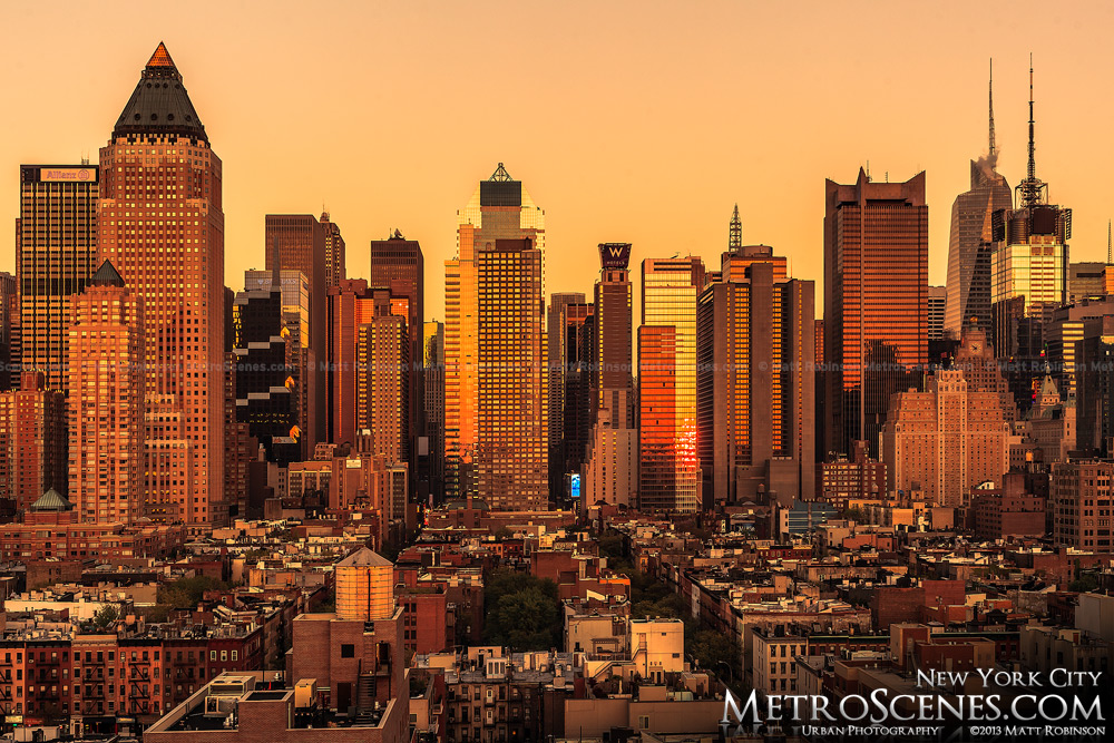 Midtown Manhattan at golden sunset