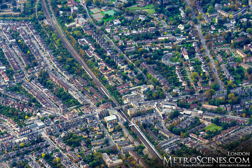 Aerial over London England on approach to Heathrow