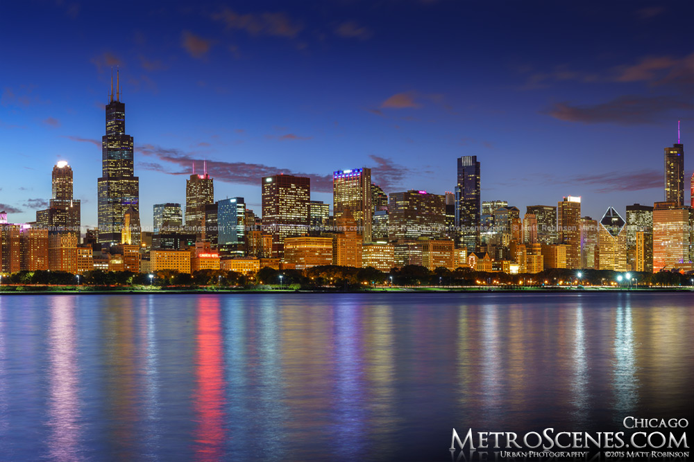 Chicago Skyline Panorama at dusk