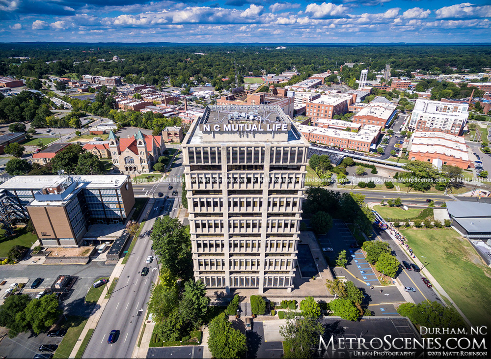 Aerial of North Carolina Mutual Life Insurance Company Building