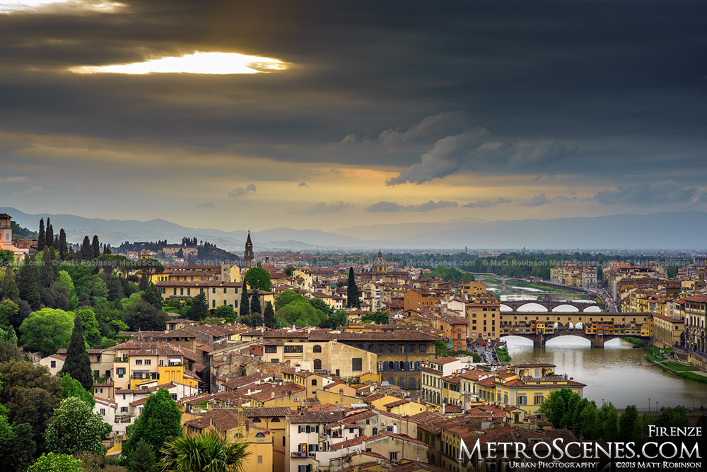 Late sunlight over Florence, Italy