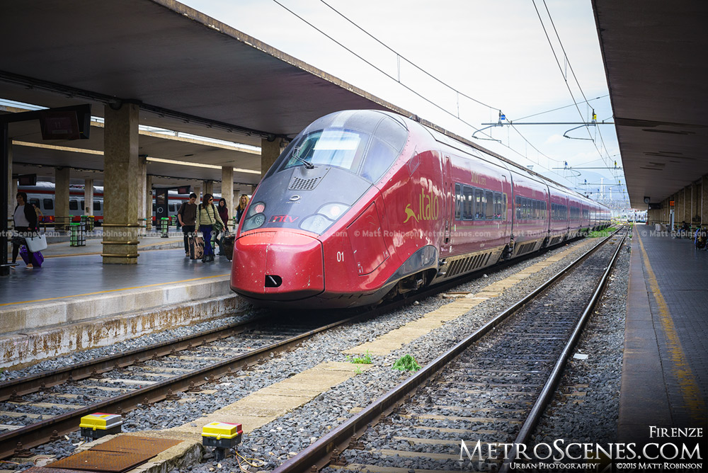 Italo High Speed Locomotive at a platform in Santa Maria Novella