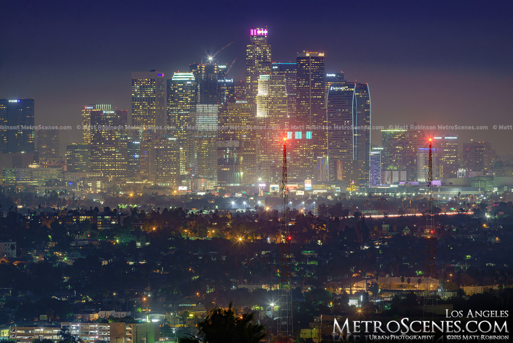 2015 Los Angeles Skyline at night from Baldwin Hills
