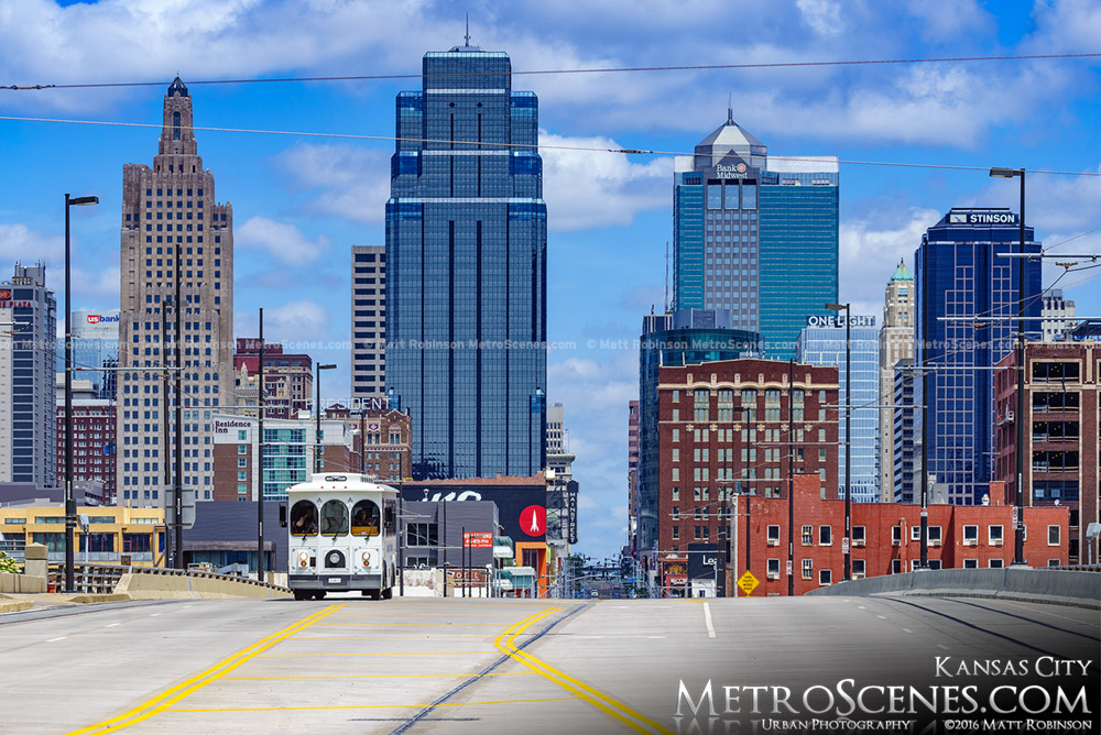 View of Downtown Kansas City Skyline from Main Street