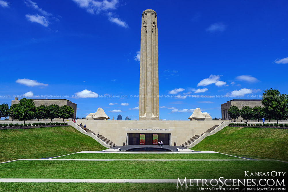 Liberty Memorial Tower in Kansas City with Blue Skies