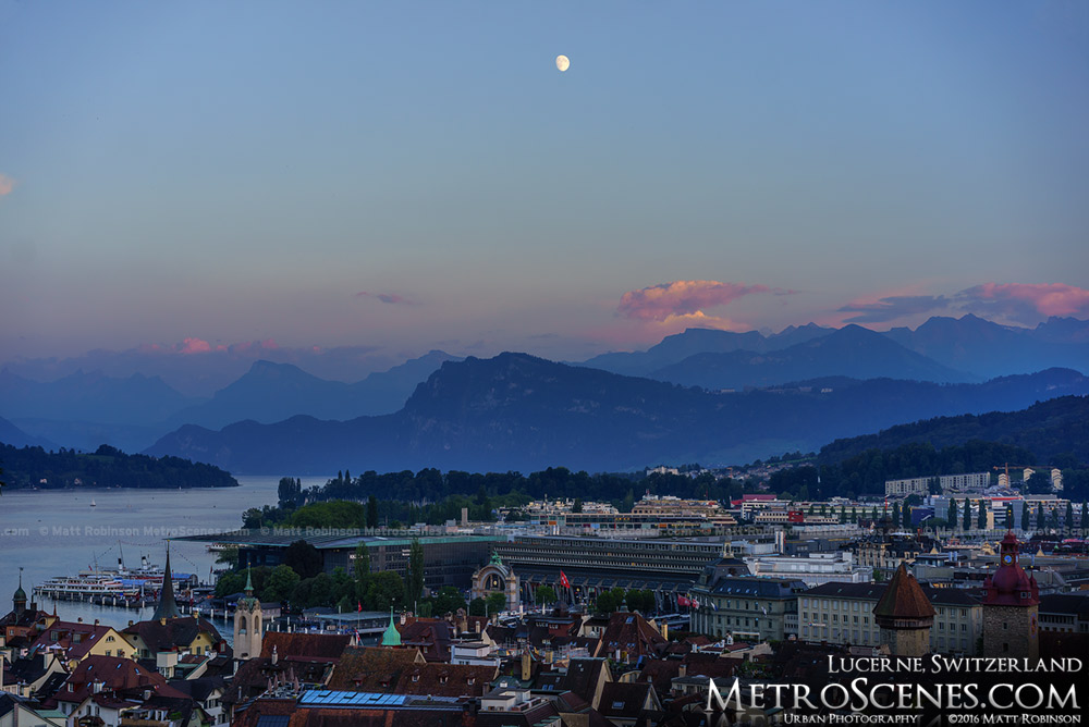 Moon over Lucerne, Switzerland