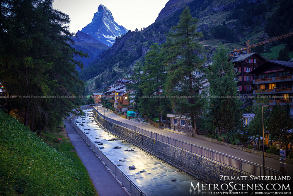 Vispa River at night in Zermatt