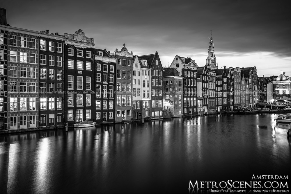 Amsterdam at night Black and White