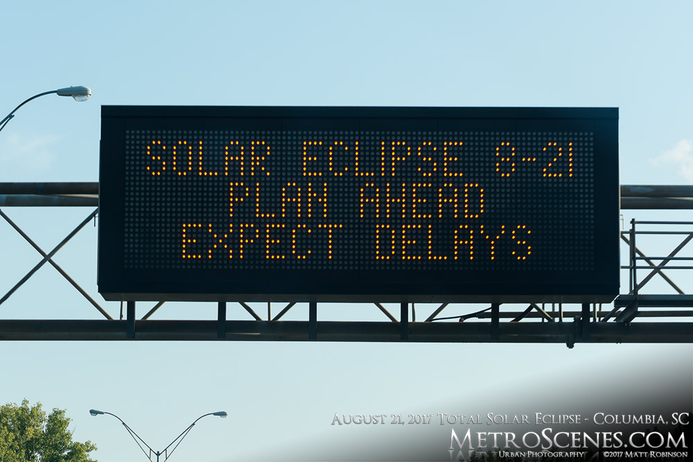 Eclipse traffic warning on Interstate 77