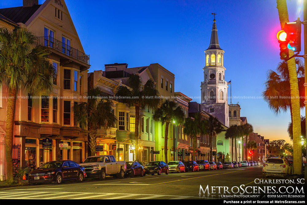Charleston, SC Saint Michael's Church at night