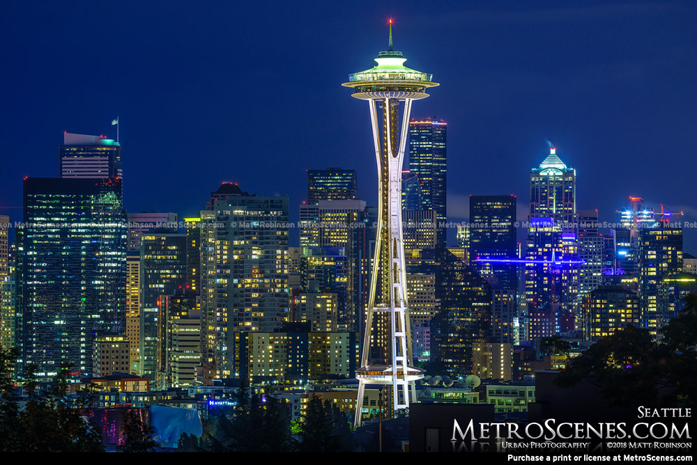 Seattle Space Needle at night