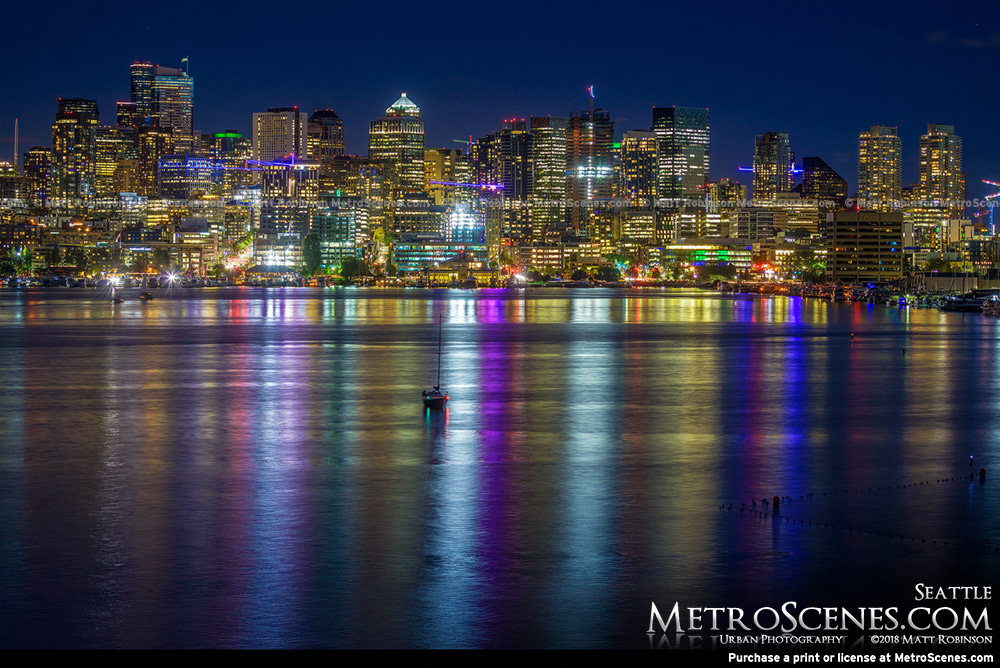 Downtown Seattle reflections in Lake Union