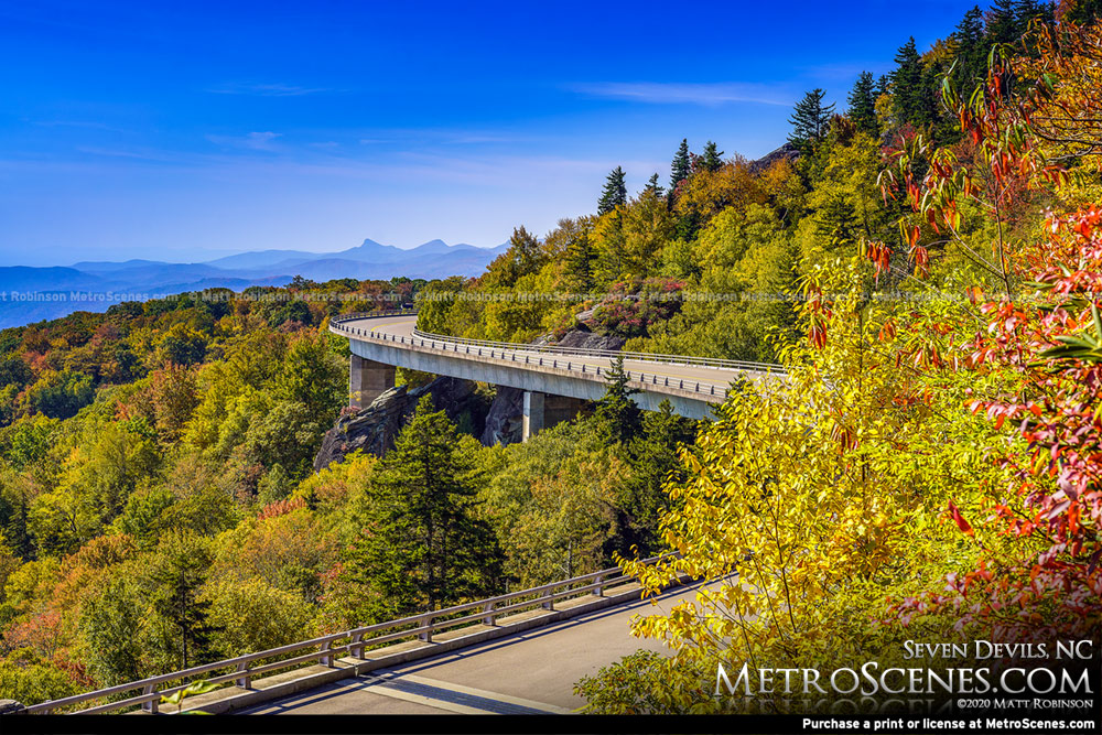 The Linn Cove Viaduct with Fall Colors - Blue Ridge Parkway